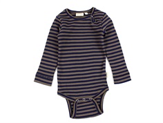 Petit Piao chocolate brown/indigo plum striped body modal